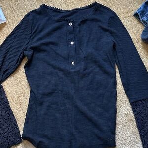 Elegant Black Lace Sleeve Blouse